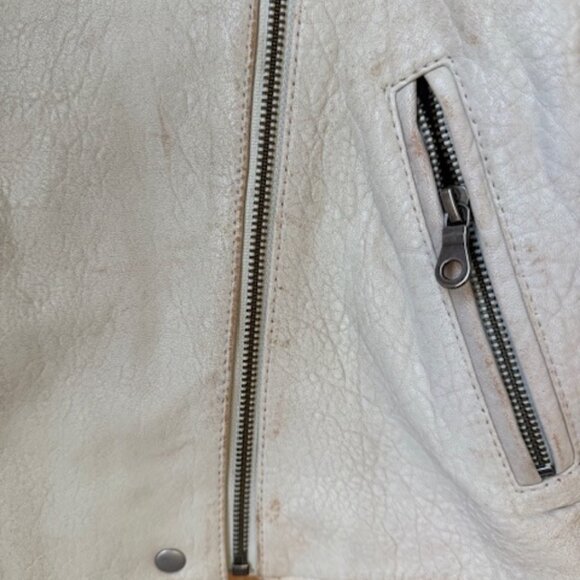 Pre-Loved Madewell Ecru Distressed Leather Jacket - Women's M - Picture 7 of 11